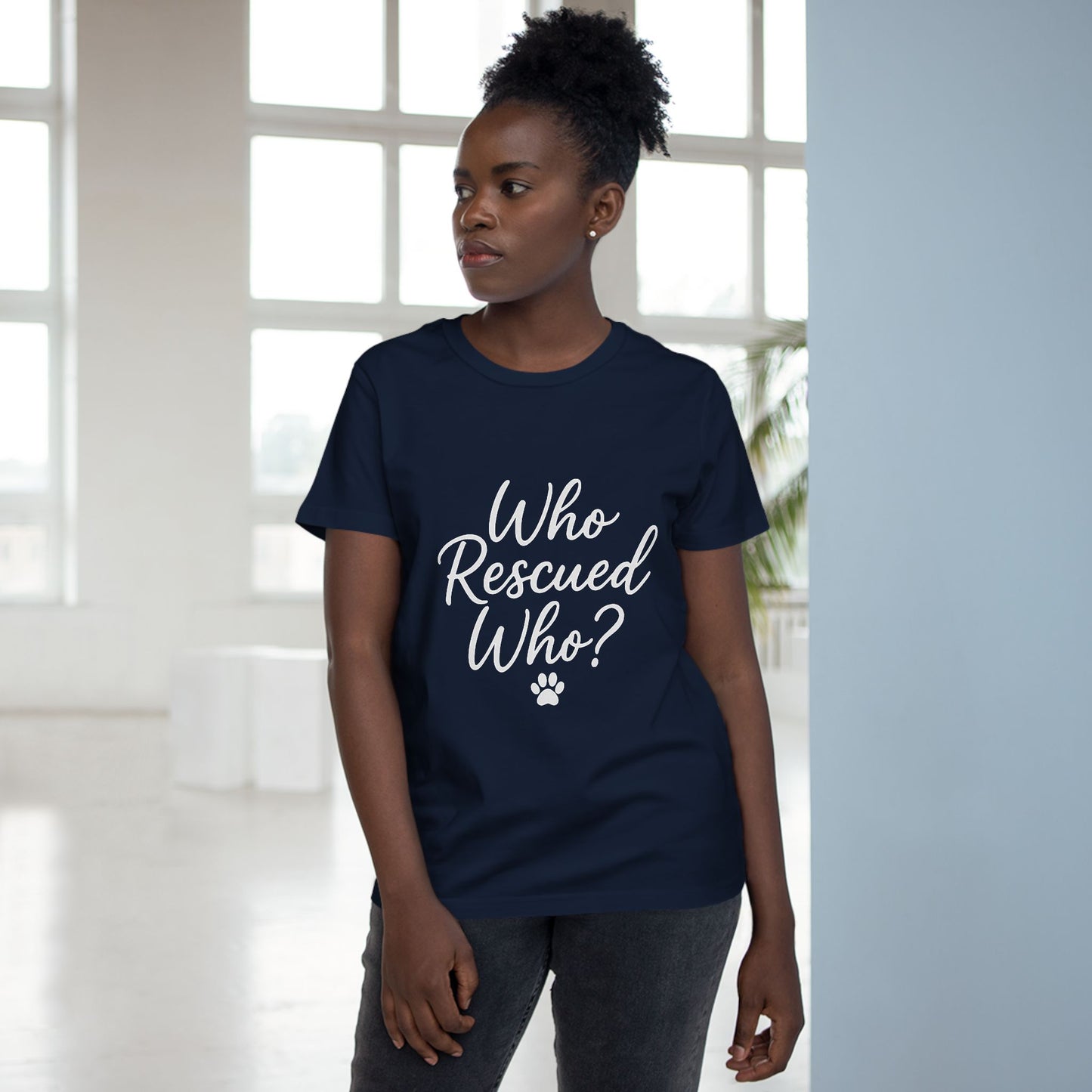 Who Rescued Who? - Women’s Rescue Dog Premium T‑Shirt