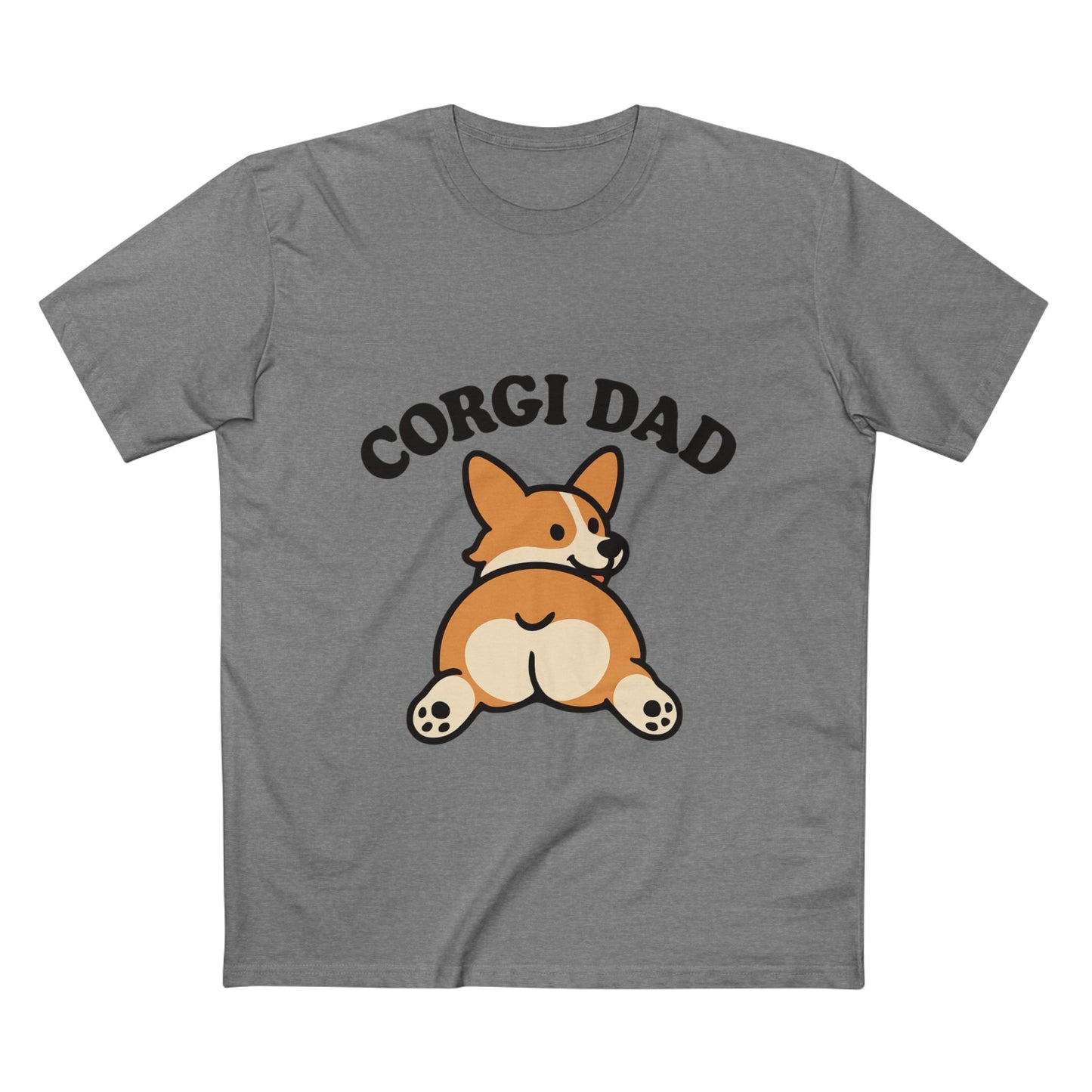 Corgi Dad Unisex Premium T-Shirt - Cute Cartoon Pembroke Corgi Butt Design, Father’s Day Gift