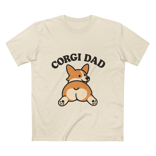 Corgi Dad Unisex Premium T-Shirt - Cute Cartoon Pembroke Corgi Butt Design, Father’s Day Gift