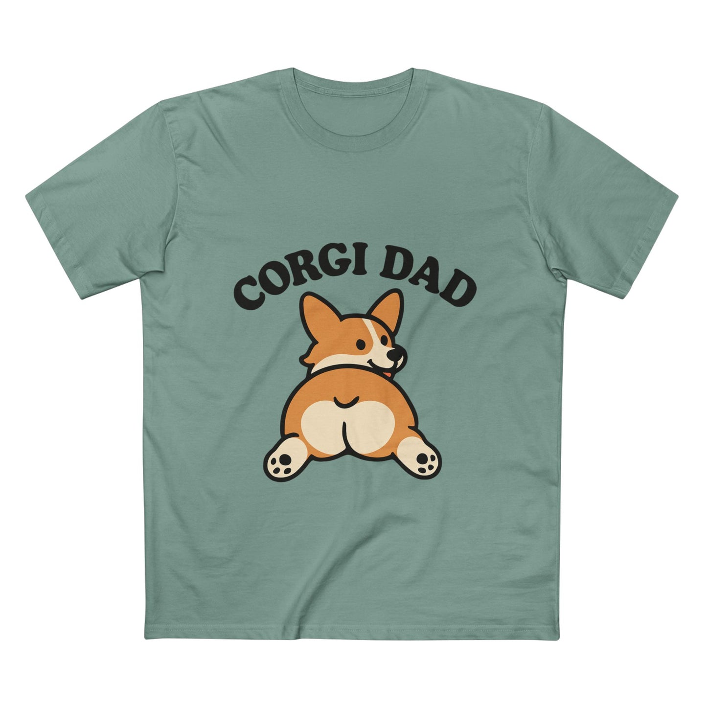 Corgi Dad Unisex Premium T-Shirt - Cute Cartoon Pembroke Corgi Butt Design, Father’s Day Gift